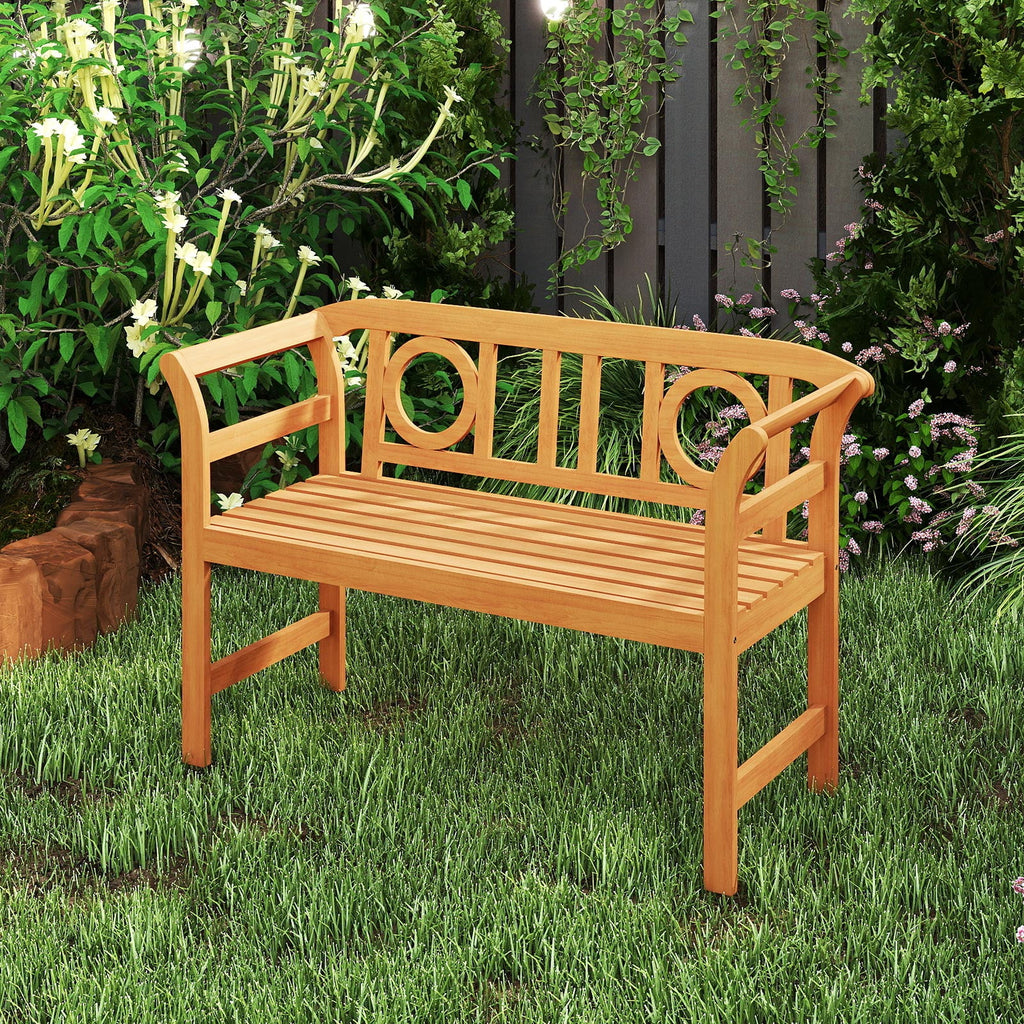 Gymax 47'' Outdoor Loveseat Bench w/Curved Armrests for Backyard Front Porch Deck