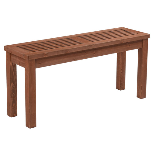 Ktaxon Outdoor Wooden Bench,  40" Wood Patio Bench, Weatherproof Outdoor Garden Backless Bench for Backyard, Porch, Poolside, Entryway, Brown