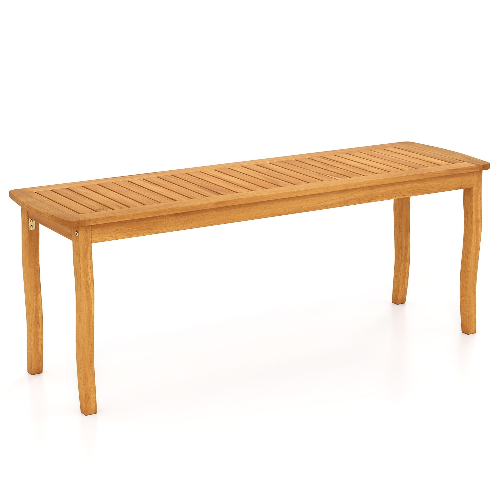 Gymax 2PCS 47'' Long Patio Dining Bench w/ Slatted Seat Backless Wooden Picnic Bench