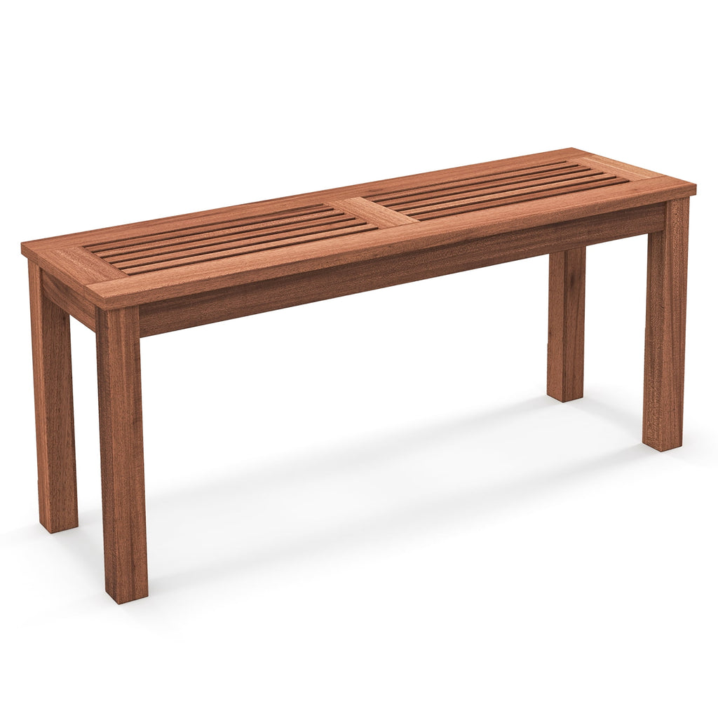 Gymax 2-Person Outdoor Bench Patio Bench w/ Slatted Seat Weather Resistant Solid Wood Frame