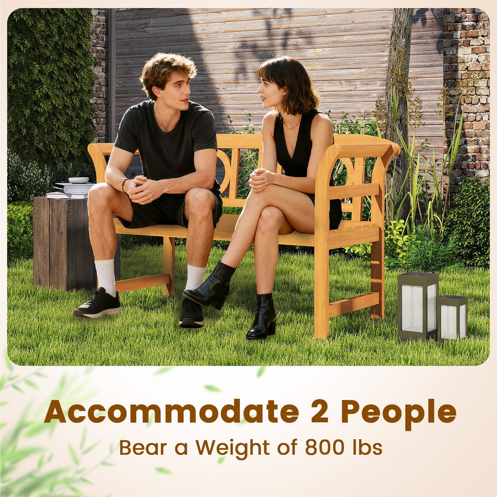 Gymax 47'' Outdoor Loveseat Bench w/Curved Armrests for Backyard Front Porch Deck