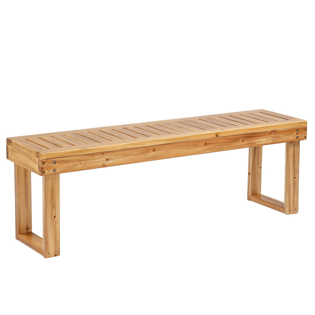 Ktaxon Outdoor Wooden Bench,  52" Wood Patio Bench, Weatherproof Outdoor Garden Backless Bench for Backyard, Porch, Poolside, Entryway, Natural Color