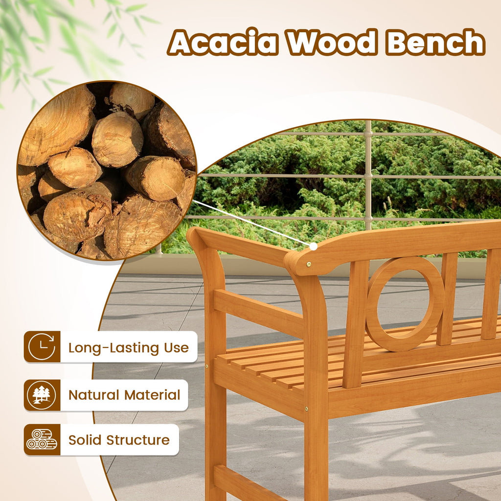 Gymax 47'' Outdoor Loveseat Bench w/Curved Armrests for Backyard Front Porch Deck