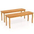 Gymax 2PCS 47'' Long Patio Dining Bench w/ Slatted Seat Backless Wooden Picnic Bench