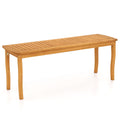 Gymax 47'' Long Patio Dining Bench w/ Slatted Seat Backless Wooden Picnic Bench