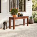 Ktaxon Outdoor Wooden Bench,  40" Wood Patio Bench, Weatherproof Outdoor Garden Backless Bench for Backyard, Porch, Poolside, Entryway, Brown