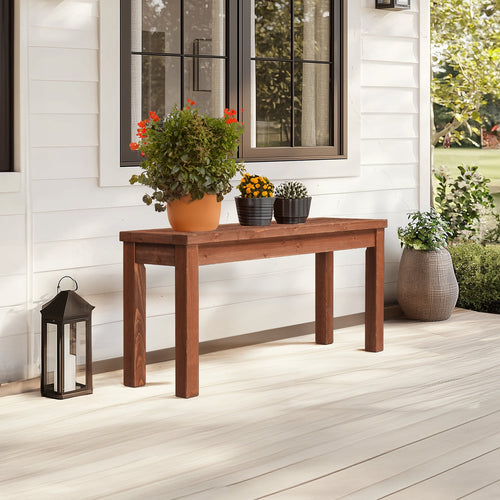 Ktaxon Outdoor Wooden Bench,  40" Wood Patio Bench, Weatherproof Outdoor Garden Backless Bench for Backyard, Porch, Poolside, Entryway, Brown