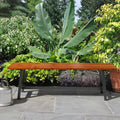 VINGLI 63" Outdoor Bench, Weatherprooof Wood Bench with Metal Frame, 63'' 2-Person Dining Bench，Weight Capacity of 660 lbs Entry Bench for Garden, Porch, Park