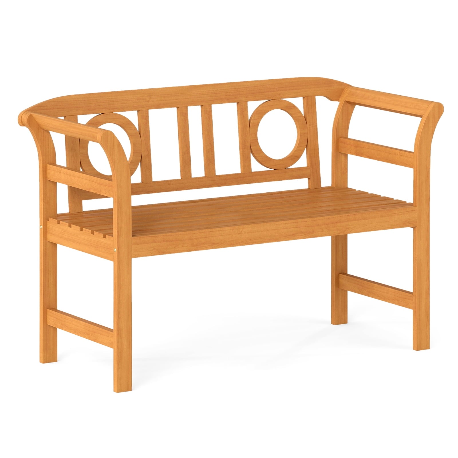 Gymax 47'' Outdoor Loveseat Bench w/Curved Armrests for Backyard Front Porch Deck