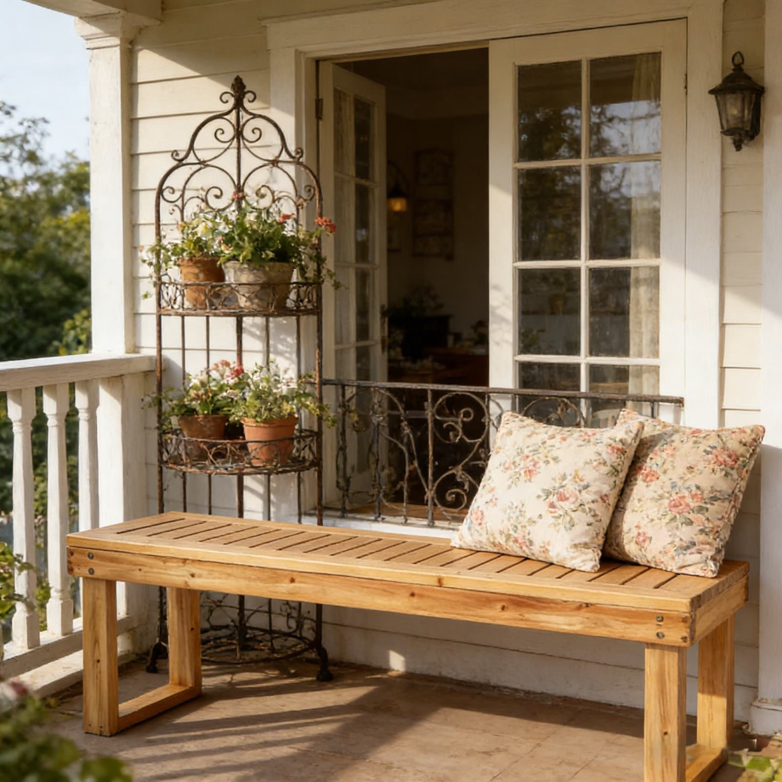 Ktaxon Outdoor Wooden Bench,  52" Wood Patio Bench, Weatherproof Outdoor Garden Backless Bench for Backyard, Porch, Poolside, Entryway, Natural Color